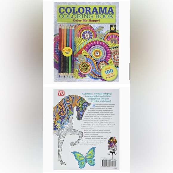 NEW Colorama-Coloring Book-Color Me Happy w/ Colored Pencils - Picture 3 of 5